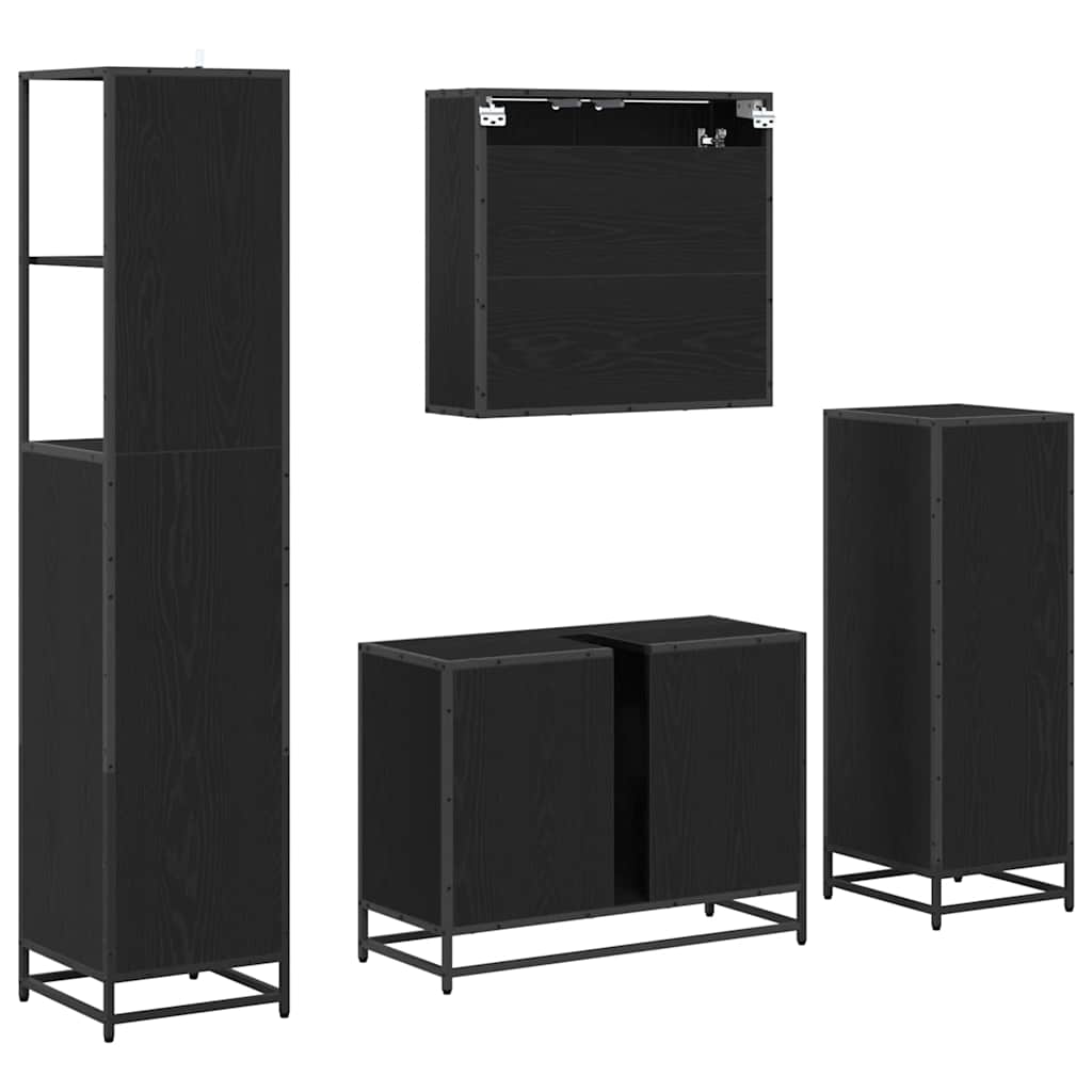 Ensemble de mobilier de salle de bain 4 pièces Chêne noir