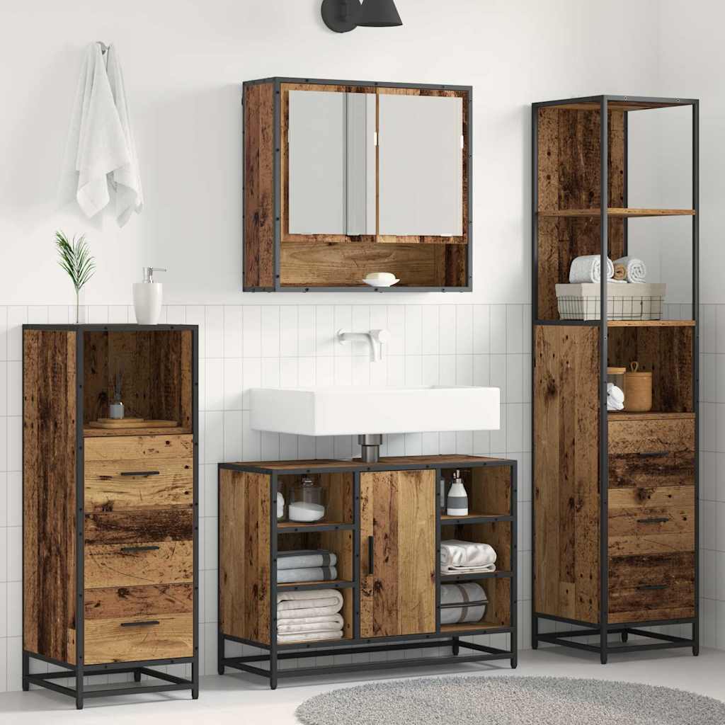 Ensemble de mobilier de salle de bain 3 pièces Bois Ancien