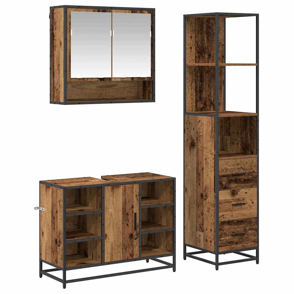Ensemble de mobilier de salle de bain 3 pièces Bois Ancien