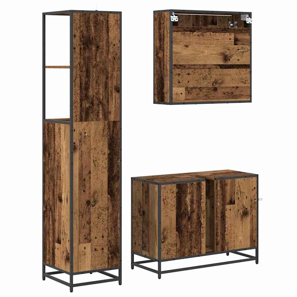 Ensemble de mobilier de salle de bain 3 pièces Bois Ancien