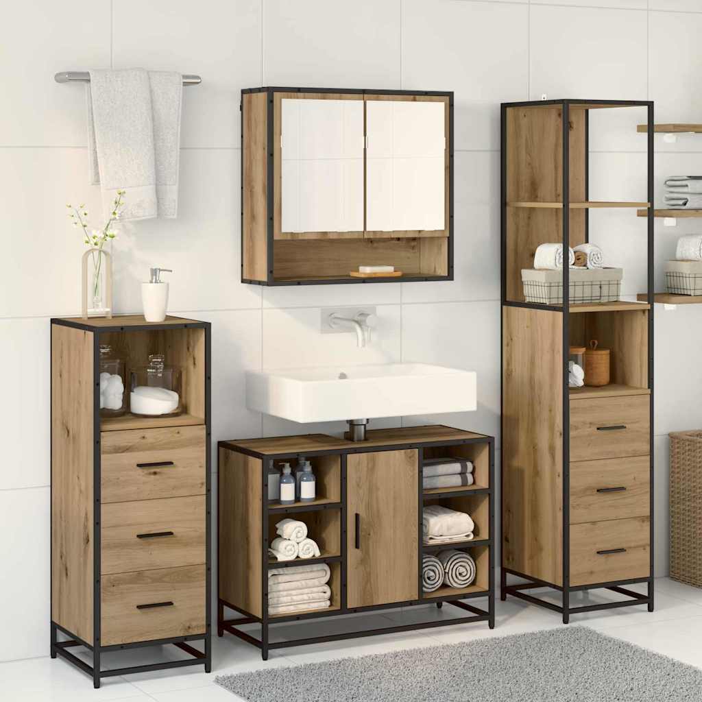 Ensemble de mobilier de salle de bain 3 pc Chêne artisanal