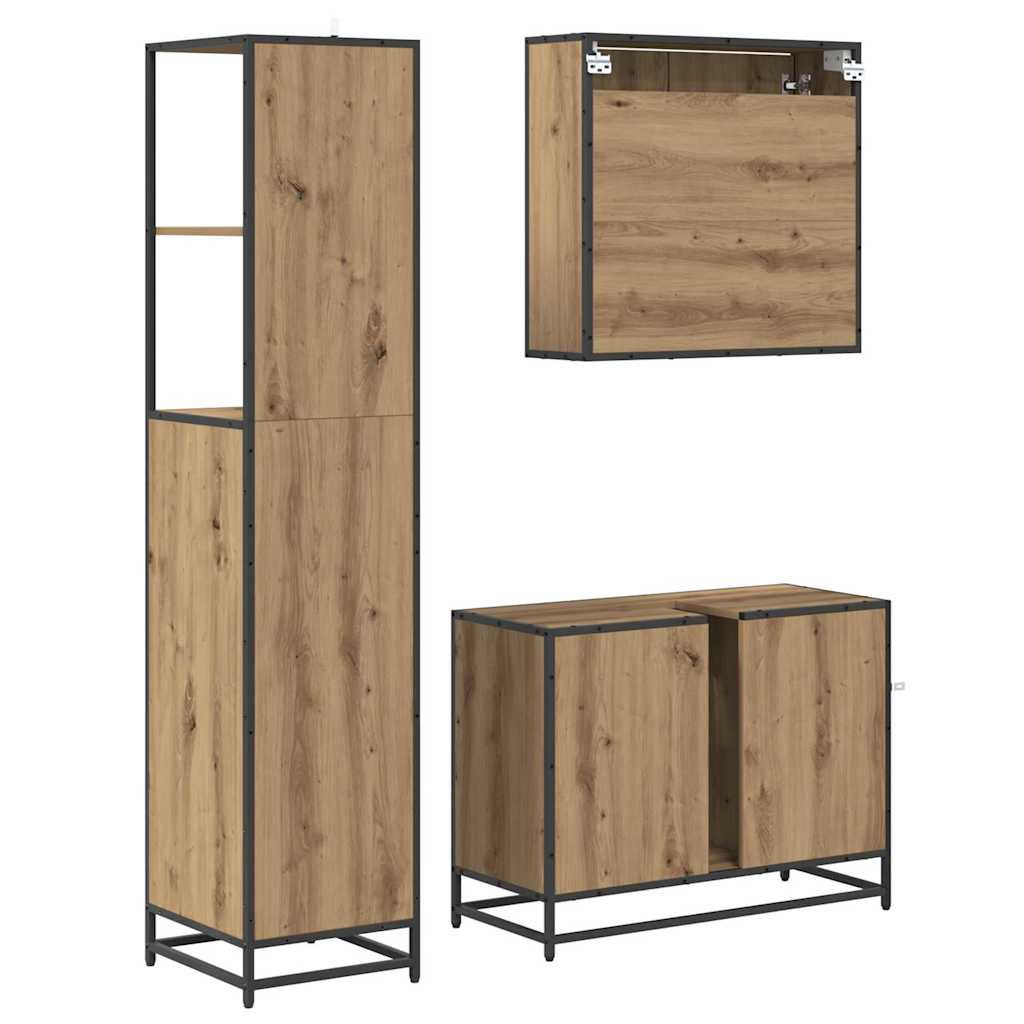 Ensemble de mobilier de salle de bain 3 pc Chêne artisanal