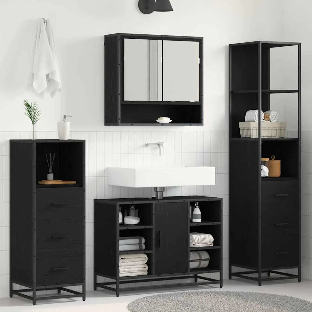 Ensemble de mobilier de salle de bain 3 pièces Chêne noir - XIOS
