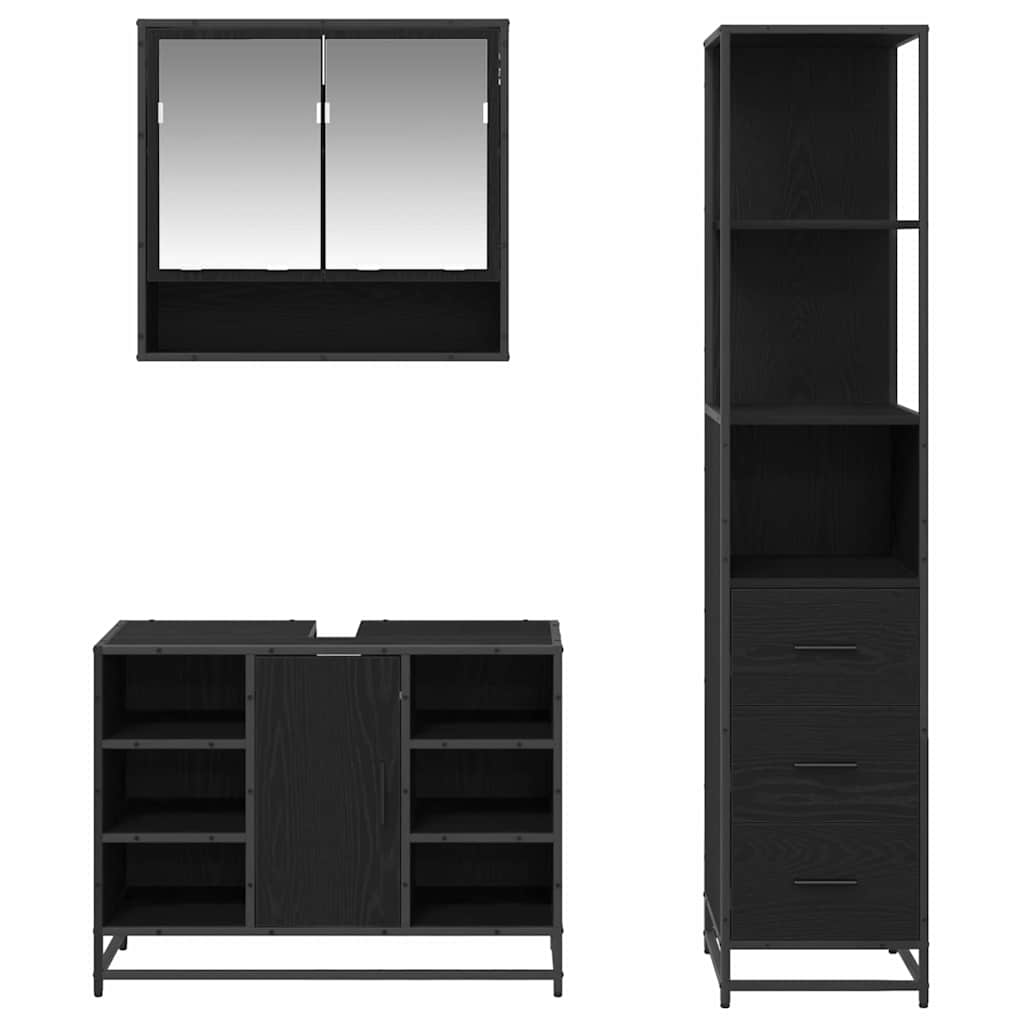 Ensemble de mobilier de salle de bain 3 pièces Chêne noir