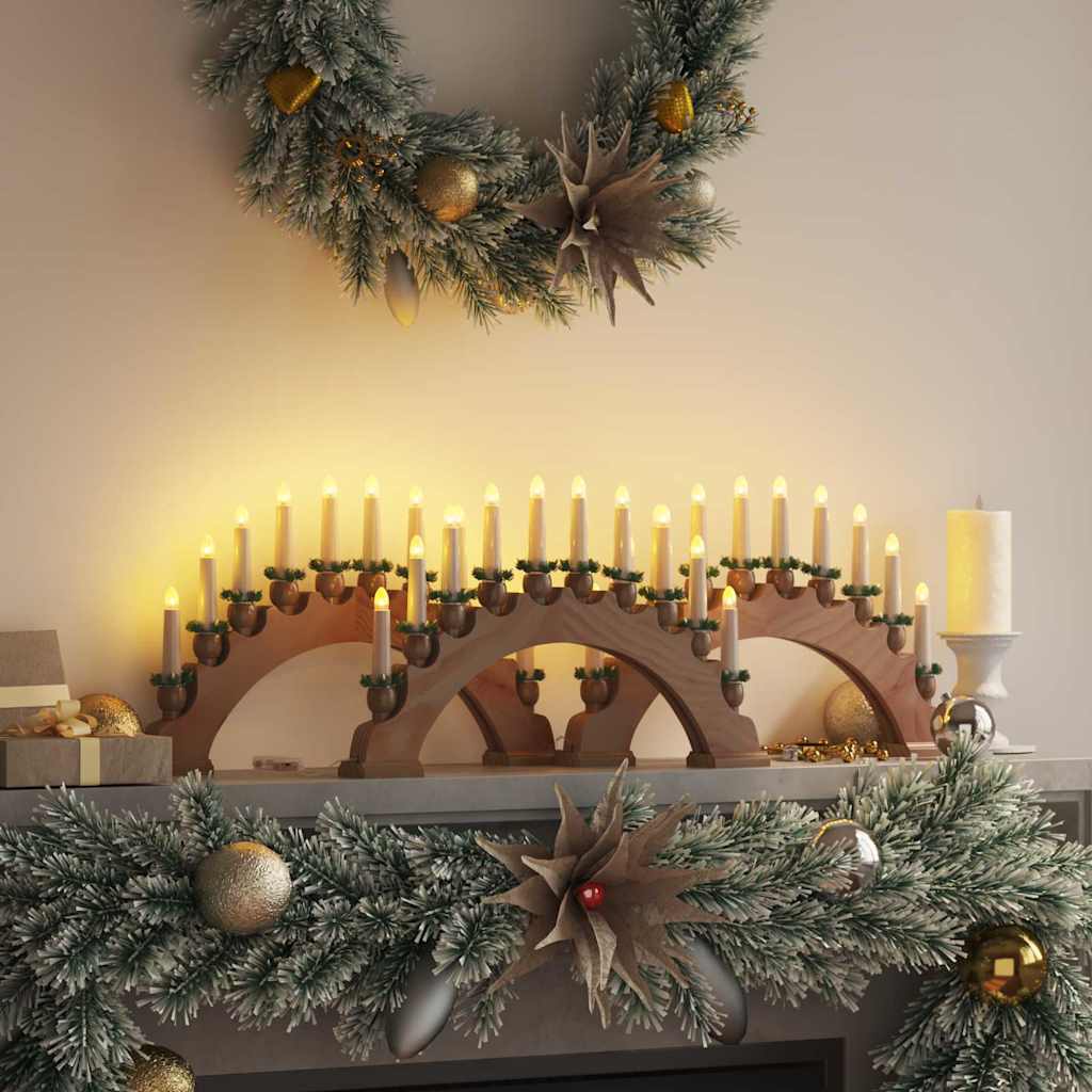 Arche de Bougies de Noël avec 10 Bougies LED 3 pcs Marron - XIOS