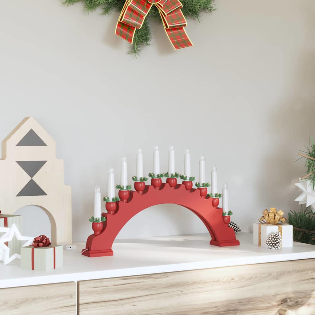 Arche de Bougies de Noël avec 10 Bougies LED Rouge - XIOS