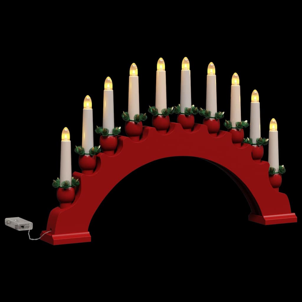 Arche de Bougies de Noël avec 10 Bougies LED Rouge - XIOS