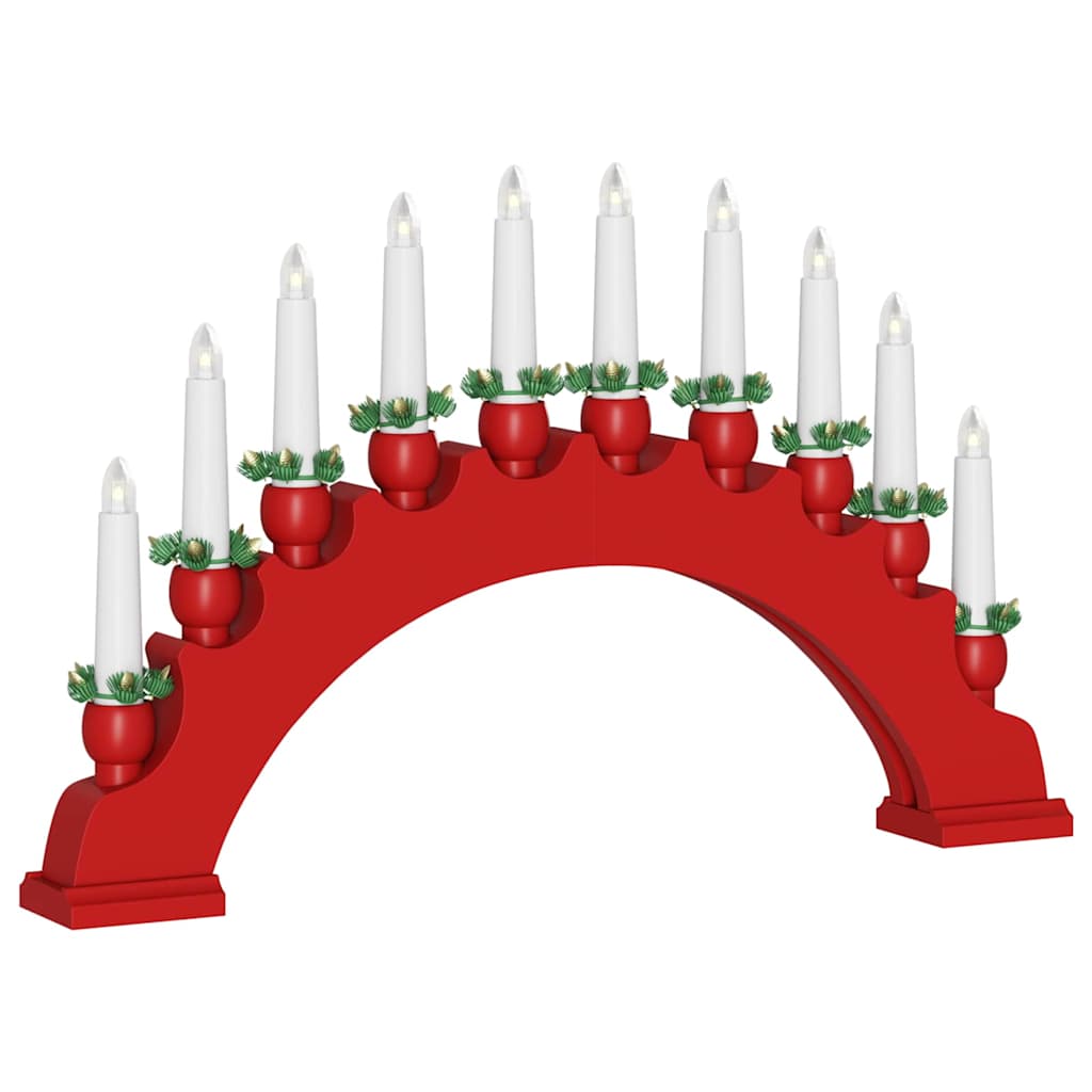 Arche de Bougies de Noël avec 10 Bougies LED Rouge - XIOS