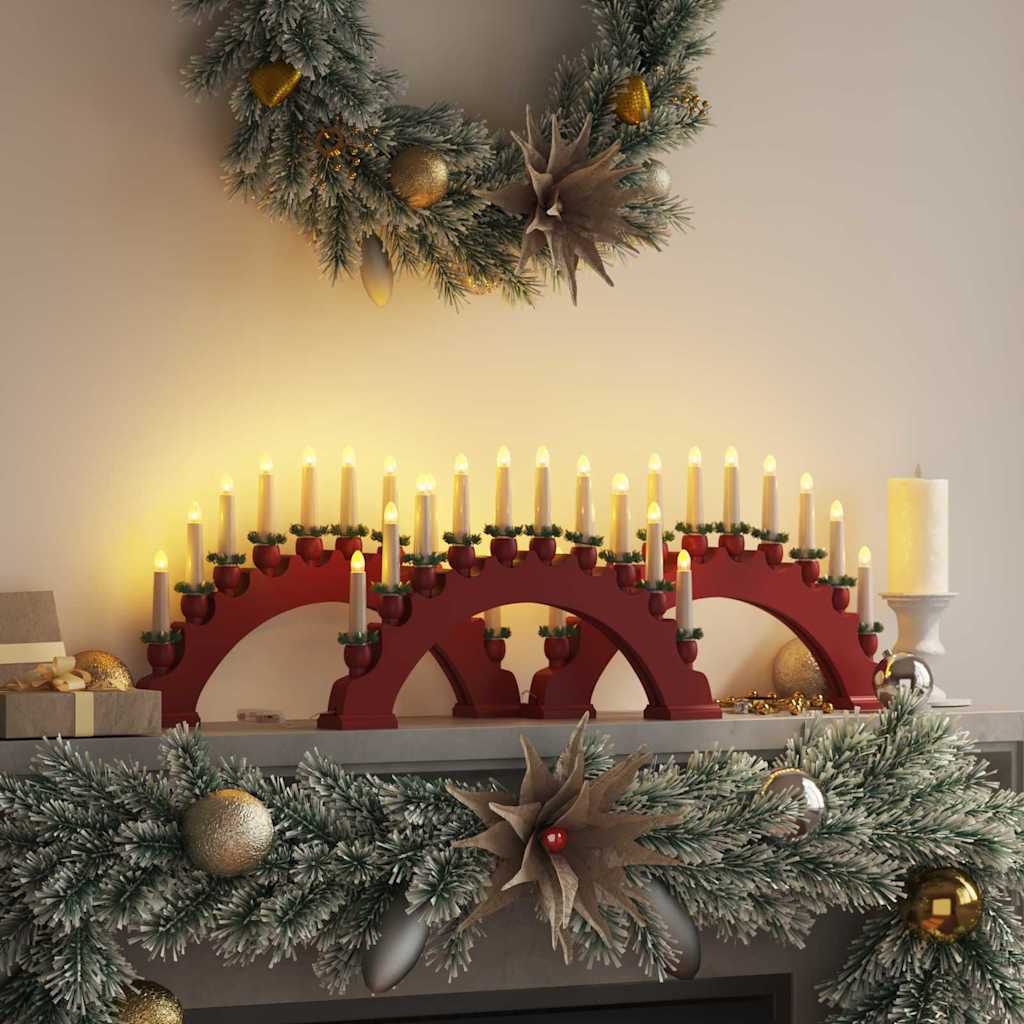 Arche de Bougies de Noël avec 10 Bougies LED 3 pcs Rouge - XIOS
