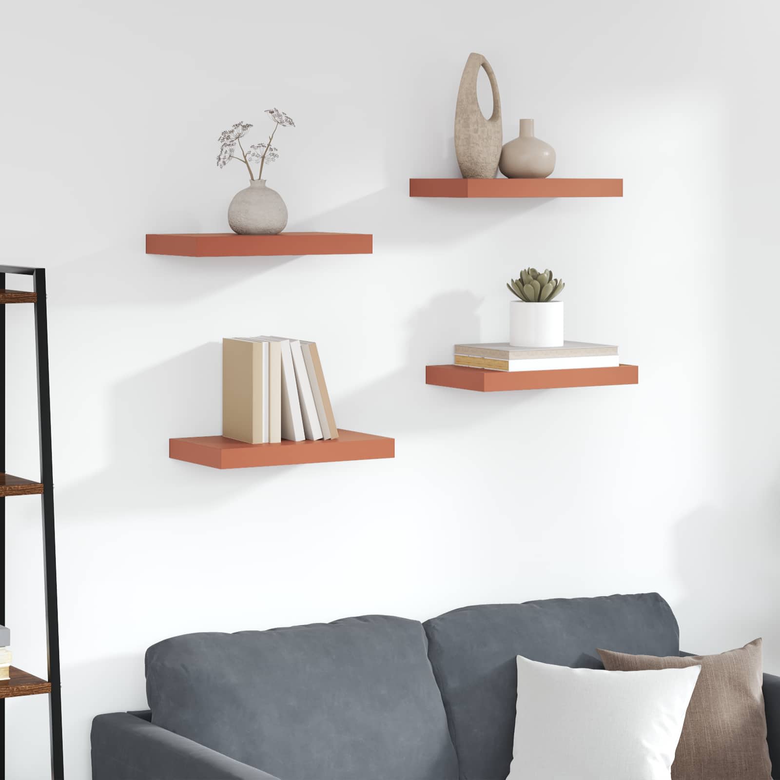 Étagère Murale 4 pcs Rouge 40 x 23,5 x 4 cm Bois d'ingénierie - XIOS