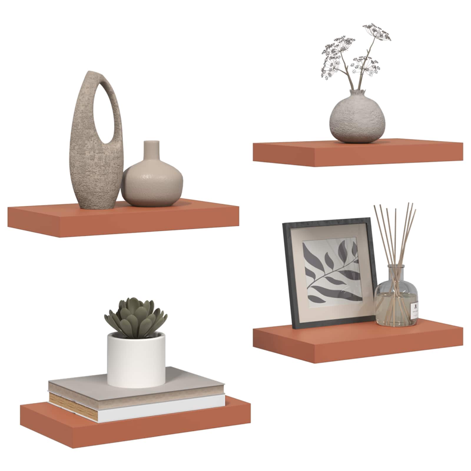 Étagère Murale 4 pcs Rouge 40 x 23,5 x 4 cm Bois d'ingénierie - XIOS