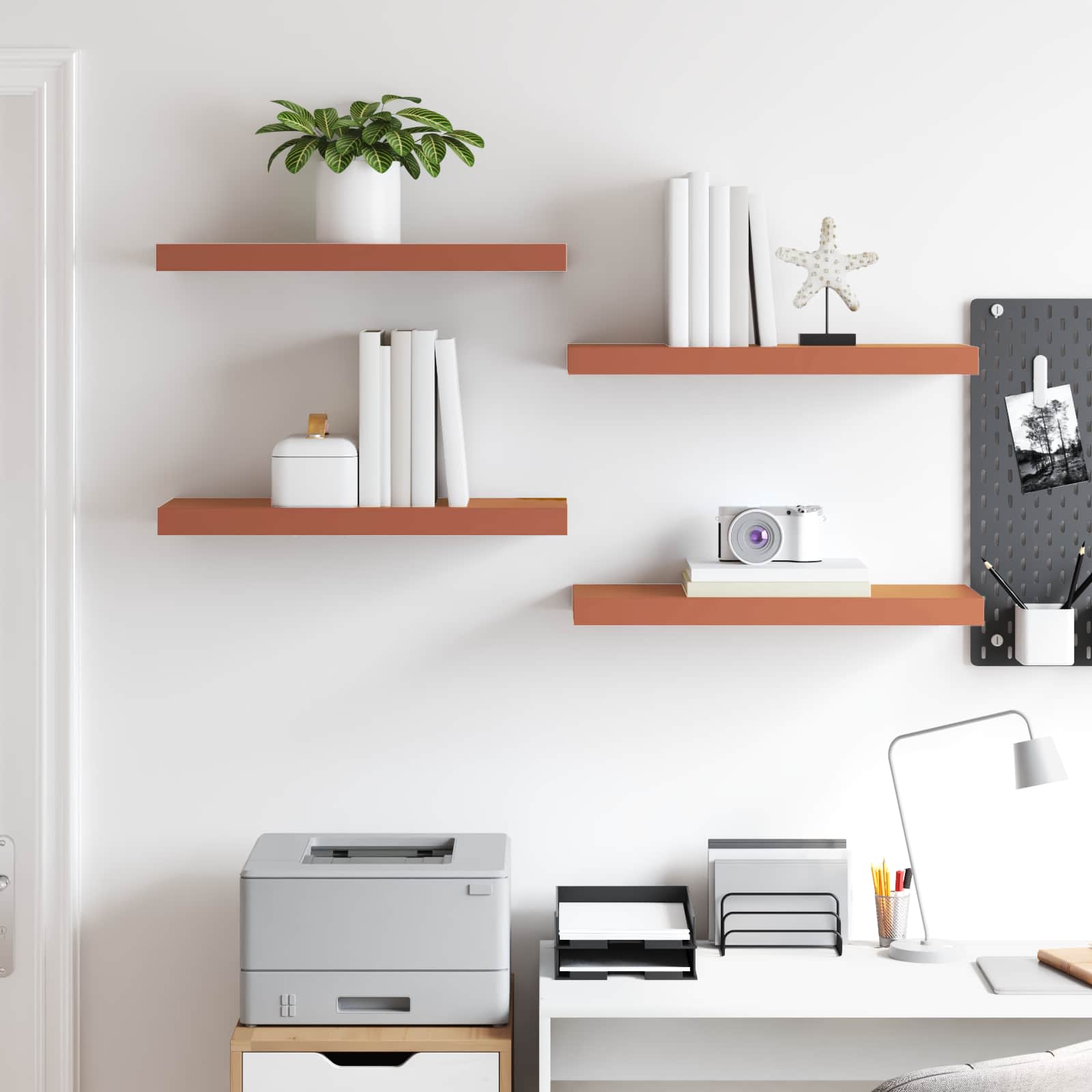 Étagère Murale 4 pcs Rouge 50 x 23 x 4 cm Bois d'ingénierie - XIOS