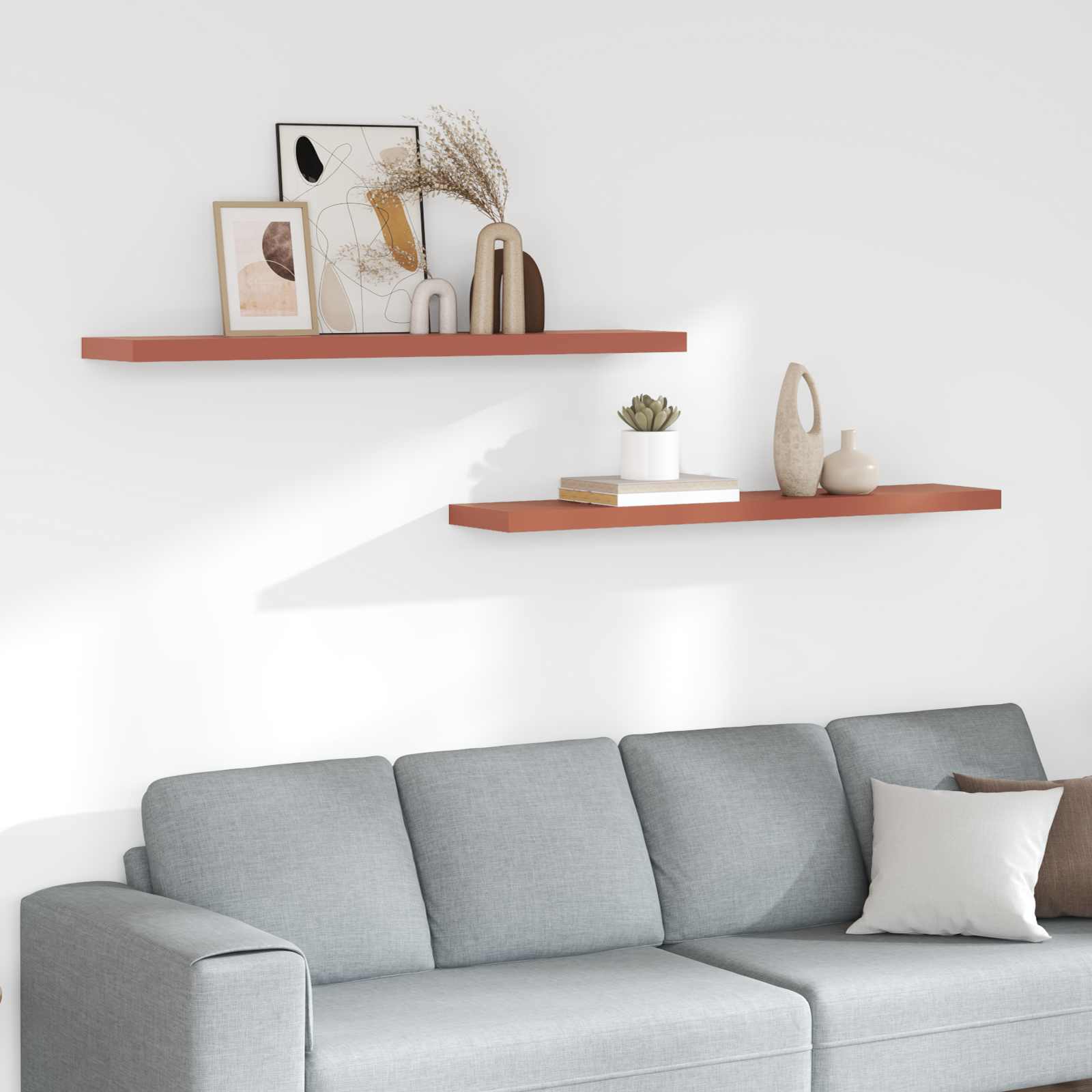 Étagère Murale 2 pcs Rouge 120 x 23,5 x 4 cm Bois d'ingénierie - XIOS