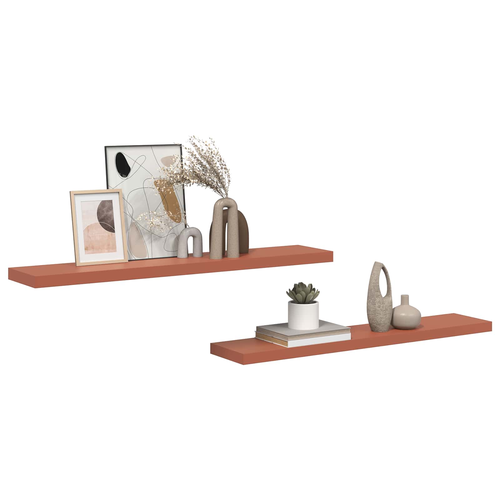 Étagère Murale 2 pcs Rouge 120 x 23,5 x 4 cm Bois d'ingénierie - XIOS