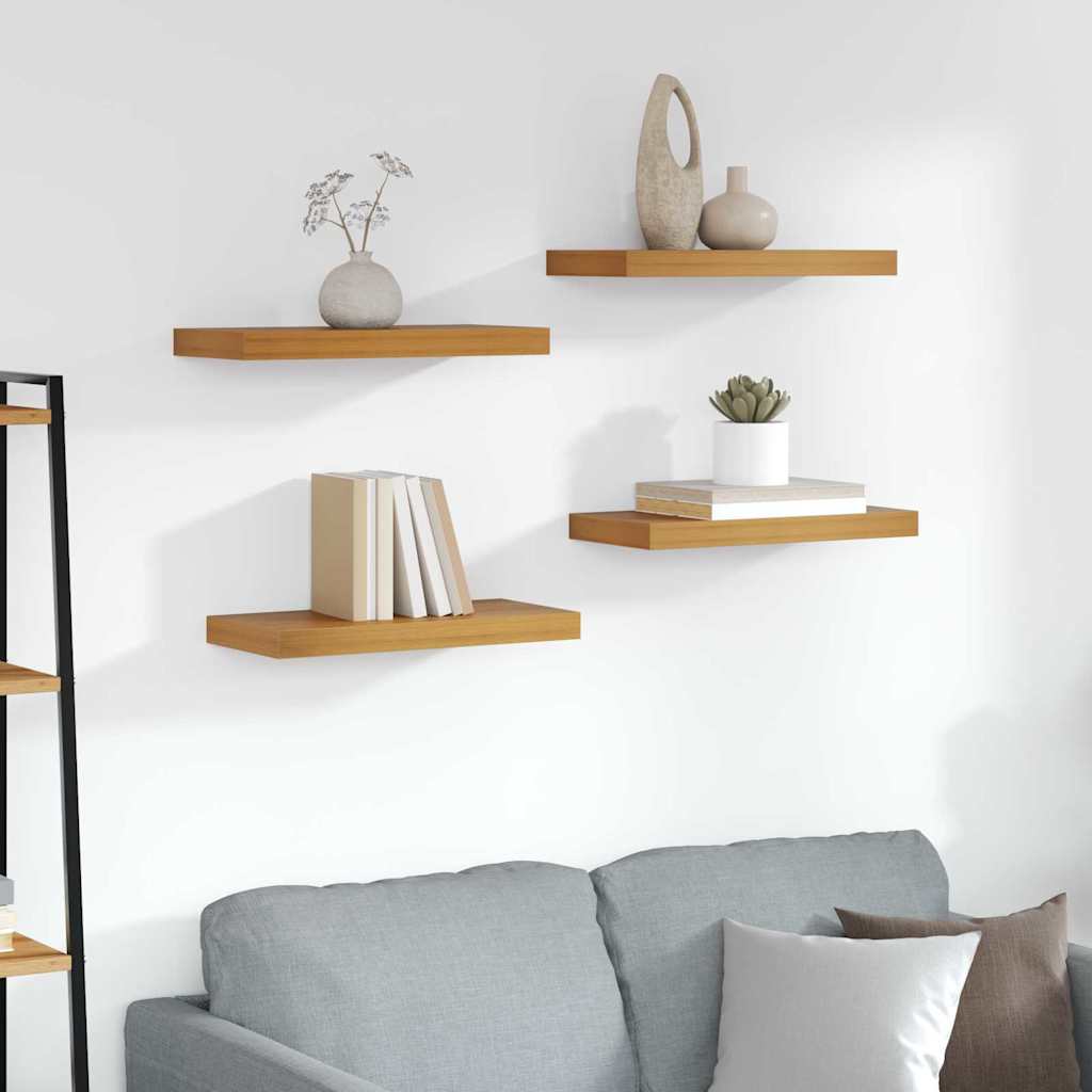 Étagère Murale Montage mural 4 pc Marron 50 x 23,5 x 3,8 cm