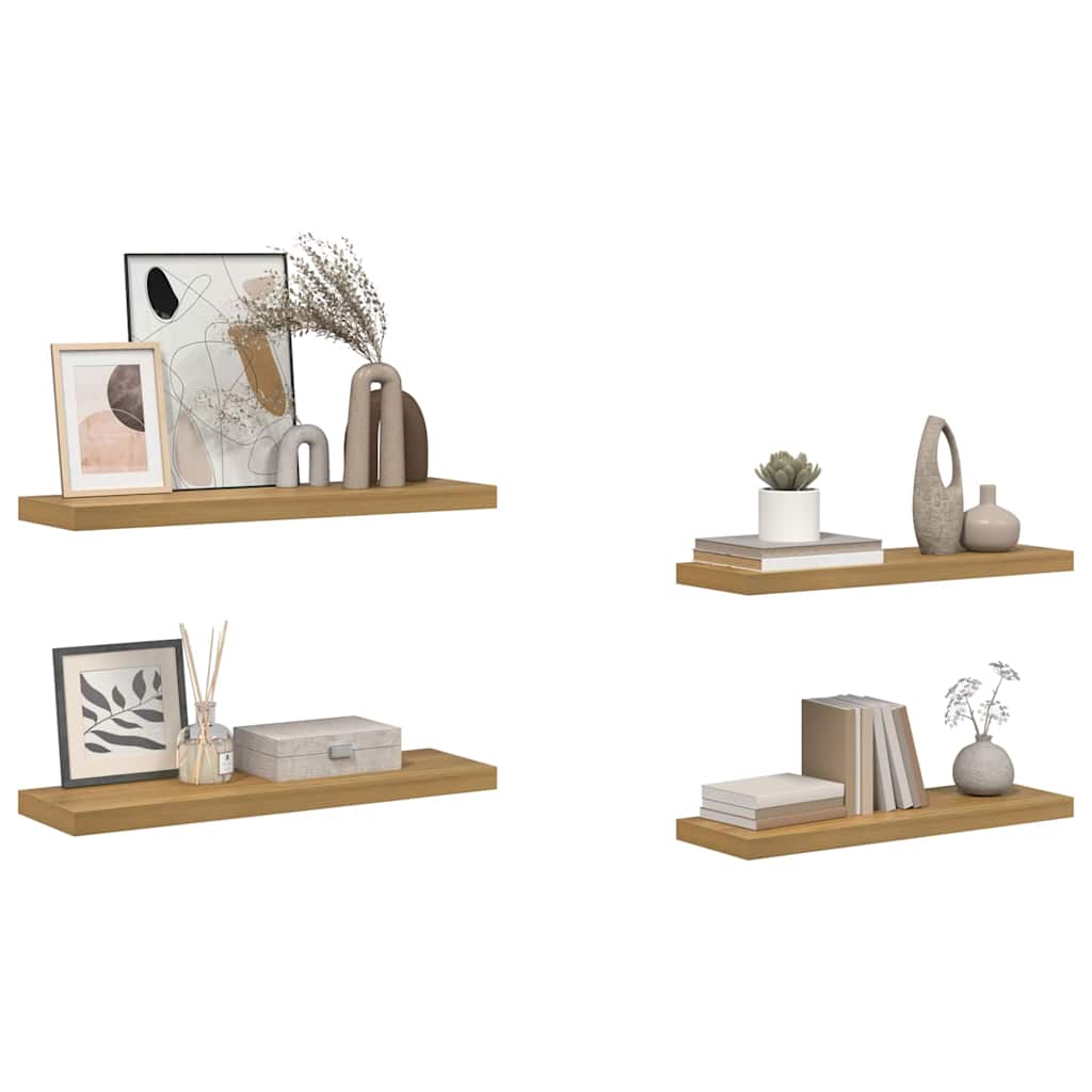 Étagère Murale 4 pcs Marron 90 x 23,5 x 4 cm Bois d'ingénierie - XIOS
