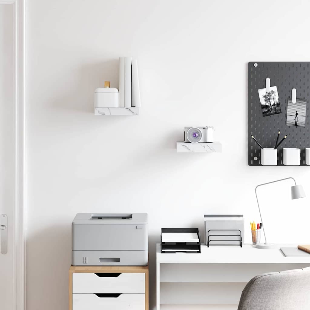 Étagère Murale 2 pcs Marbre blanc 23 x 23,5 x 4 cm - XIOS