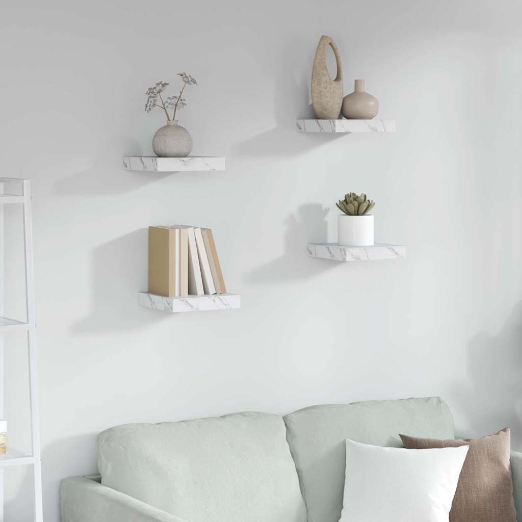 Étagère Murale 4 pcs Marbre blanc 23 x 23,5 x 4 cm - XIOS