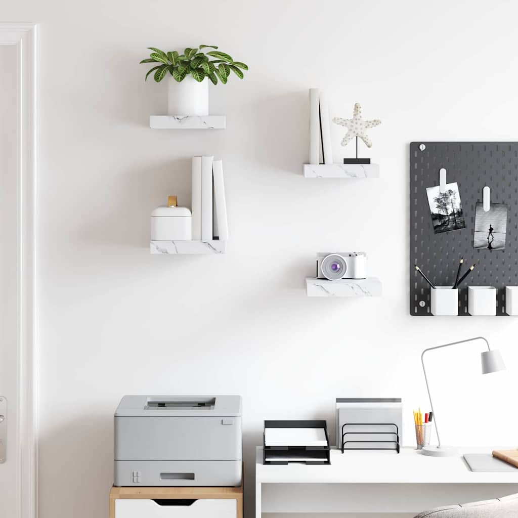 Étagère Murale 4 pcs Marbre blanc 23 x 23,5 x 4 cm - XIOS