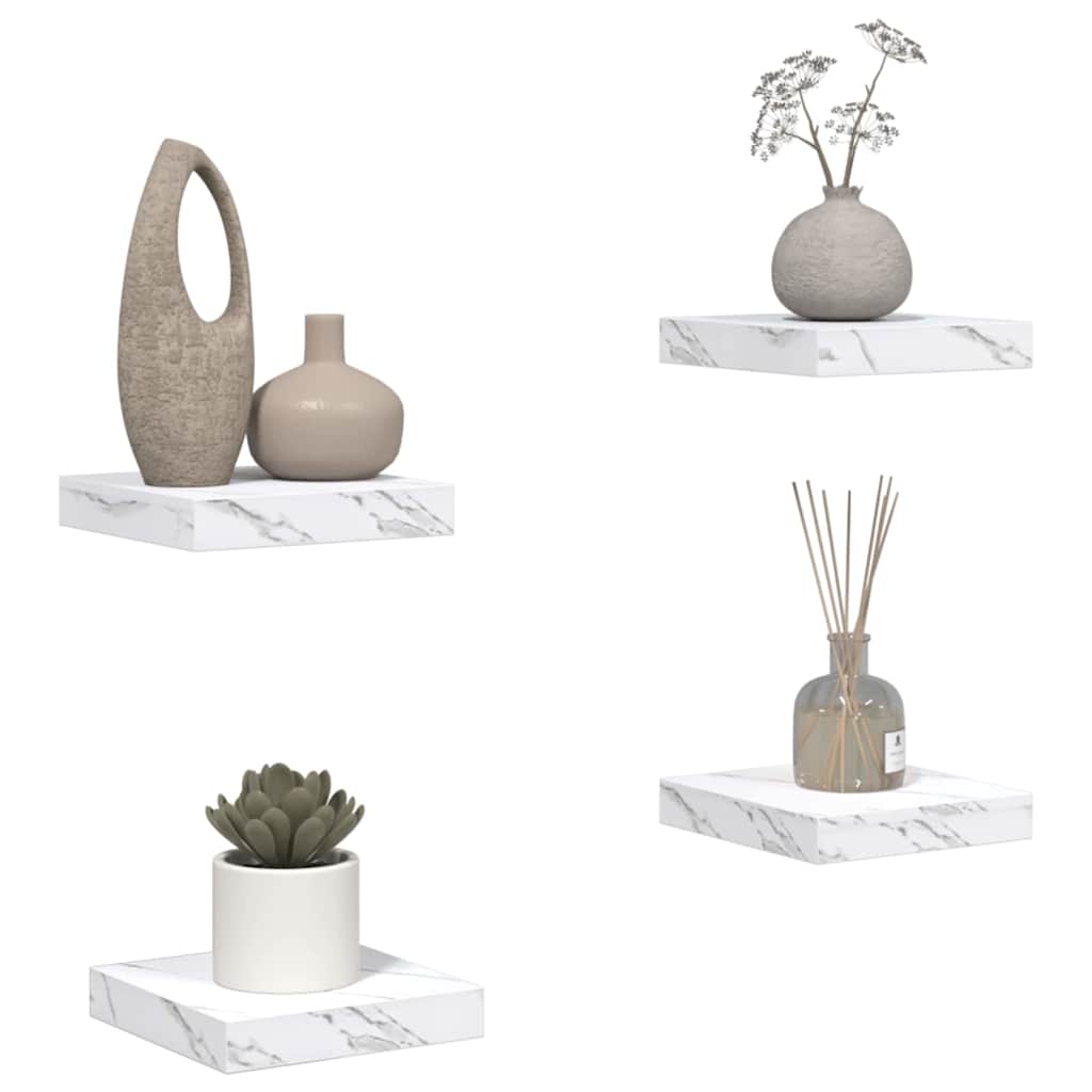 Étagère Murale 4 pcs Marbre blanc 23 x 23,5 x 4 cm - XIOS