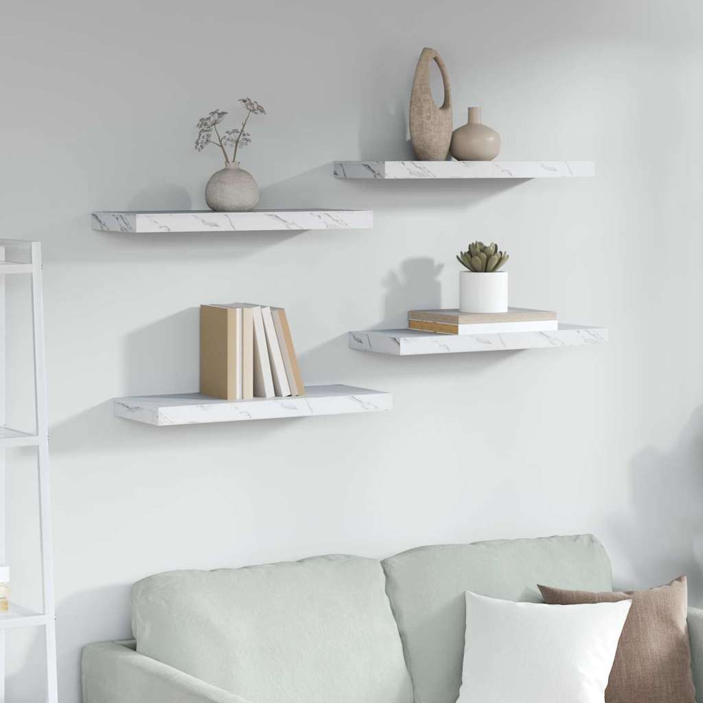 Étagère Murale Montage mural 4 pcs Marbre blanc 60 x 23 x 4 cm - XIOS