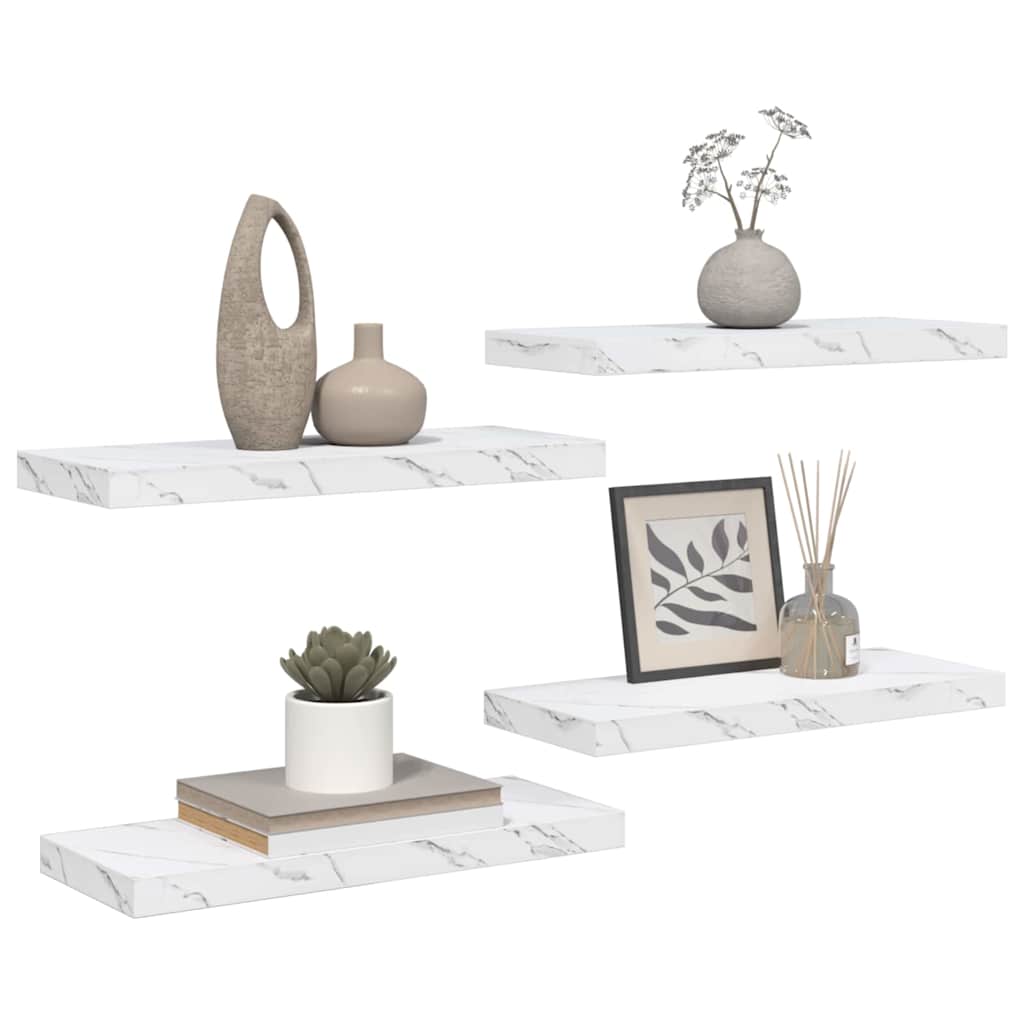 Étagère Murale Montage mural 4 pcs Marbre blanc 60 x 23 x 4 cm - XIOS