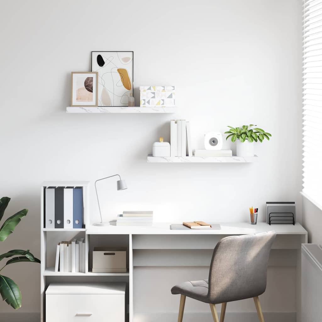 Étagère Murale 2 pcs Marbre blanc 80 x 23,5 x 4 cm - XIOS