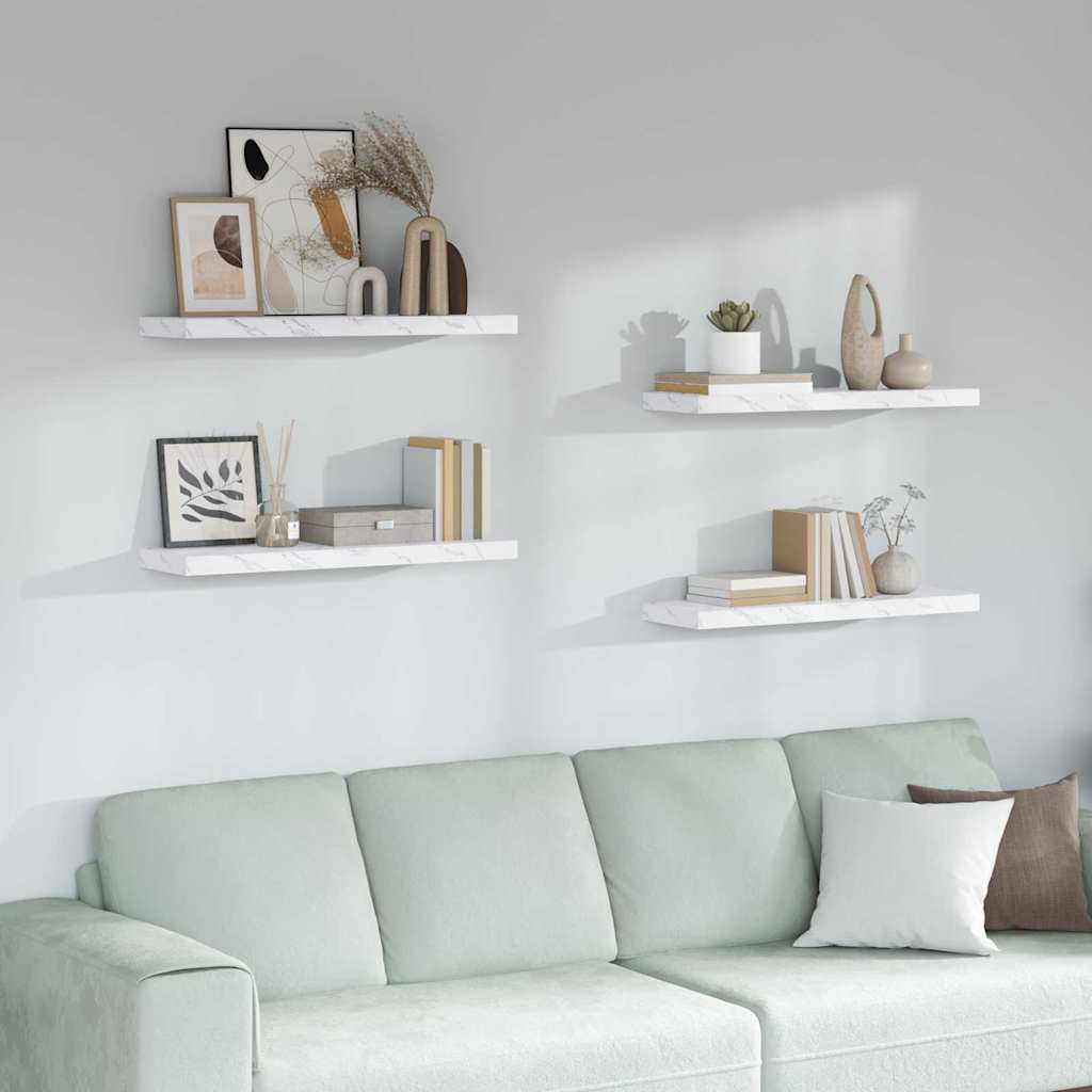 Étagère Murale Montage mural 4 pc Marbre blanc - XIOS