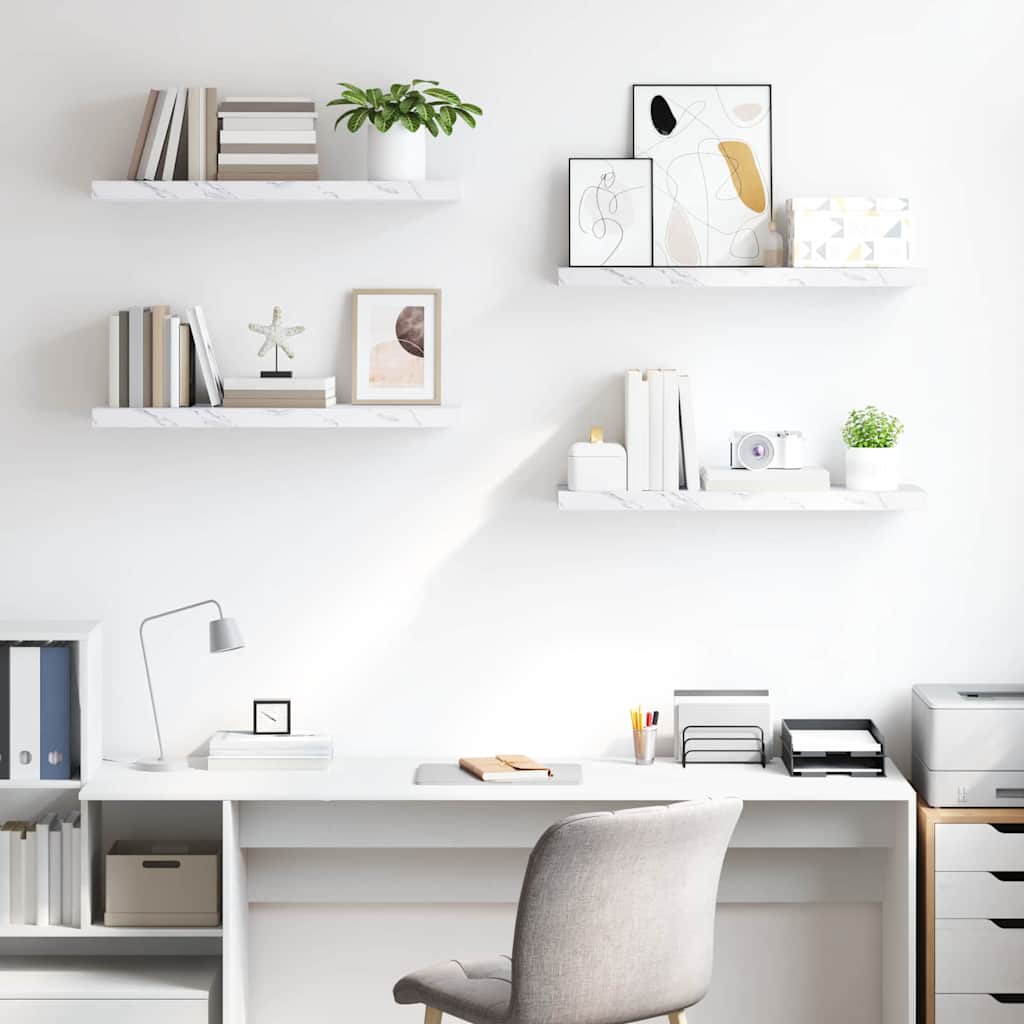 Étagère Murale Montage mural 4 pc Marbre blanc - XIOS
