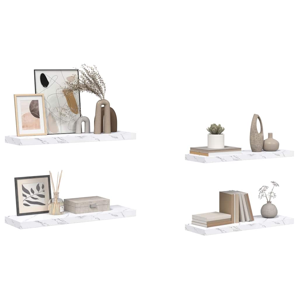 Étagère Murale Montage mural 4 pc Marbre blanc - XIOS