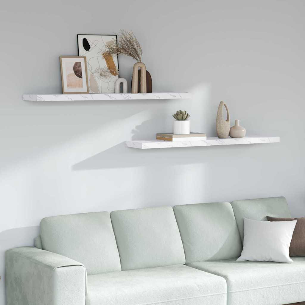 Étagère Murale 2 pcs Marbre blanc 120 x 23,5 x 4 cm - XIOS