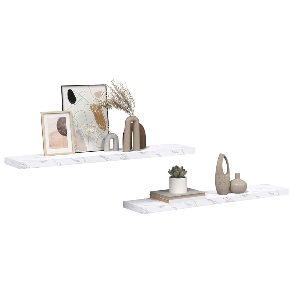 Étagère Murale 2 pcs Marbre blanc 120 x 23,5 x 4 cm - XIOS