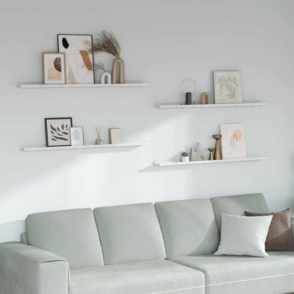 Étagère Murale Montage mural 4 pc Marbre blanc 115 x 9 x 3 cm - XIOS