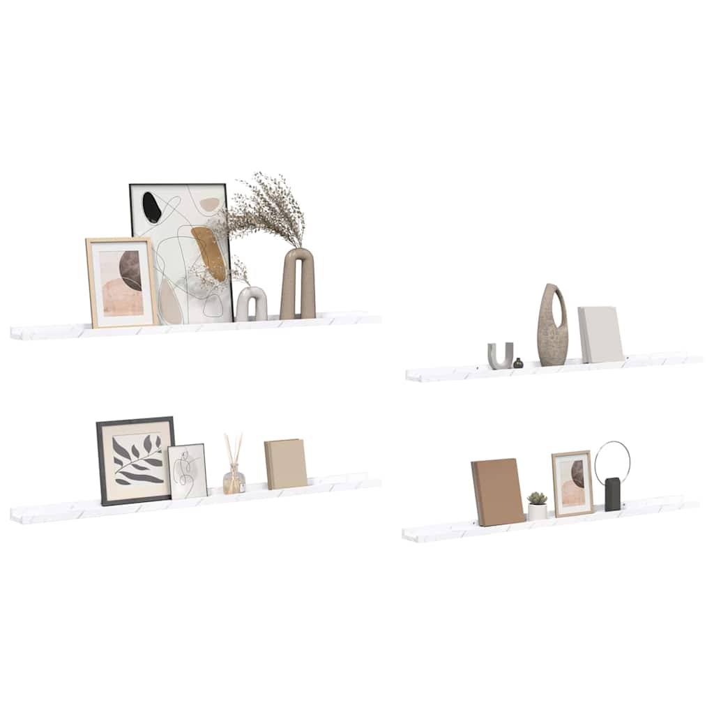 Étagère Murale Montage mural 4 pc Marbre blanc 115 x 9 x 3 cm - XIOS