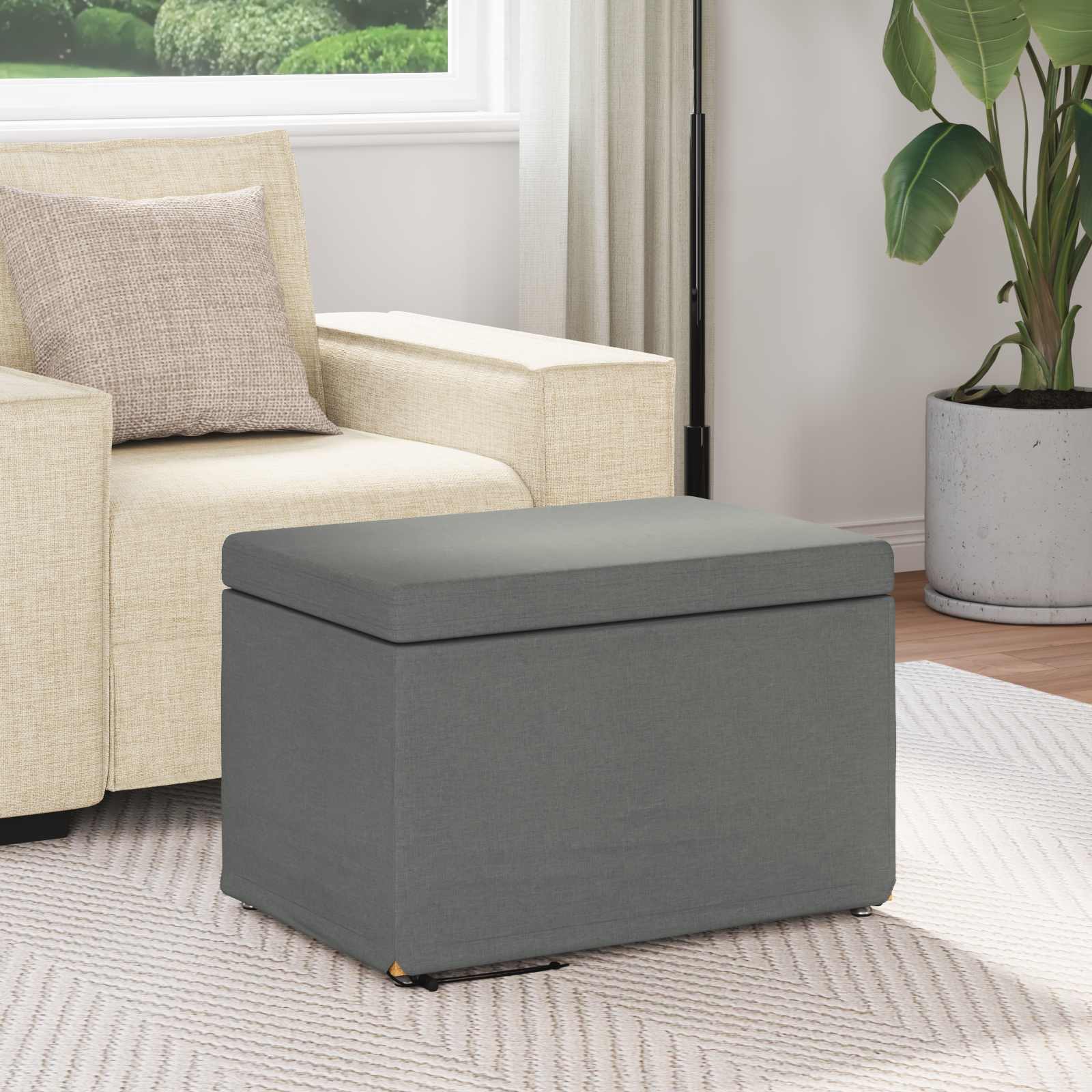 Tabouret Gris foncé 61 x 41 x 40 cm Tissu et bois stratifié - XIOS