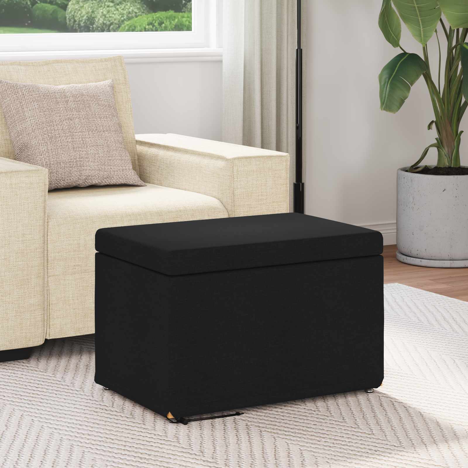 Tabouret Noir 61 x 41 x 40 cm Tissu et bois stratifié - XIOS