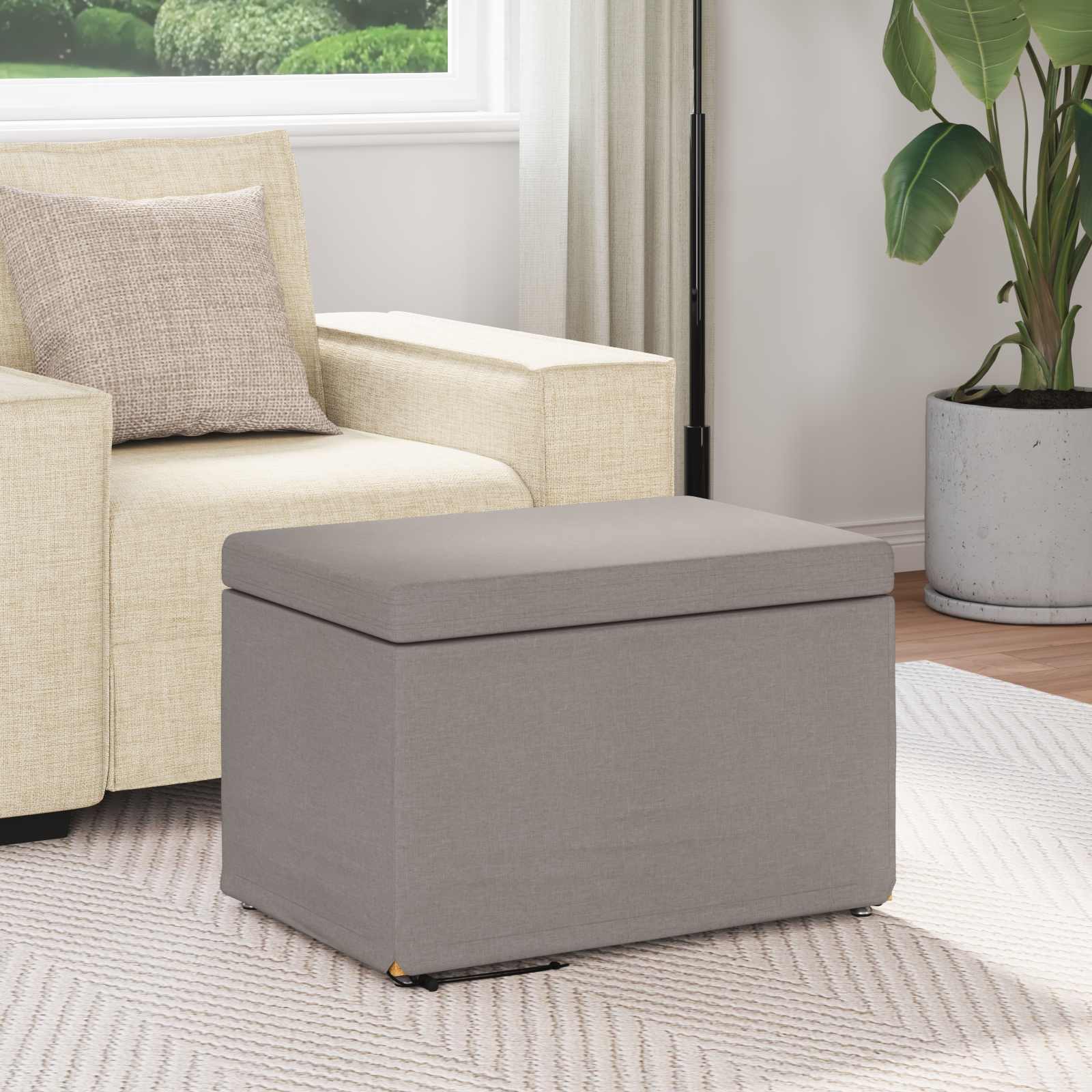 Tabouret Taupe 61 x 41 x 40 cm Tissu et bois stratifié