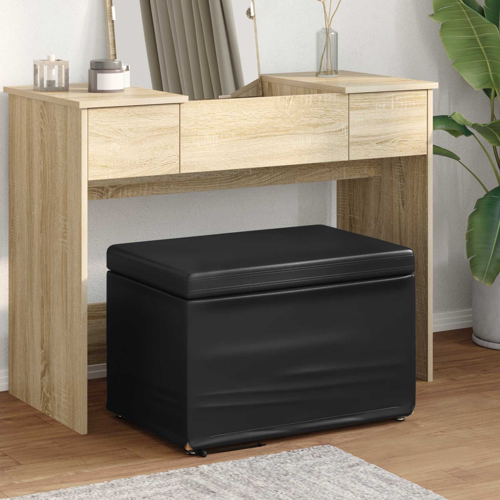 Tabouret Noir Cuir Synthétique et Bois Composite - XIOS