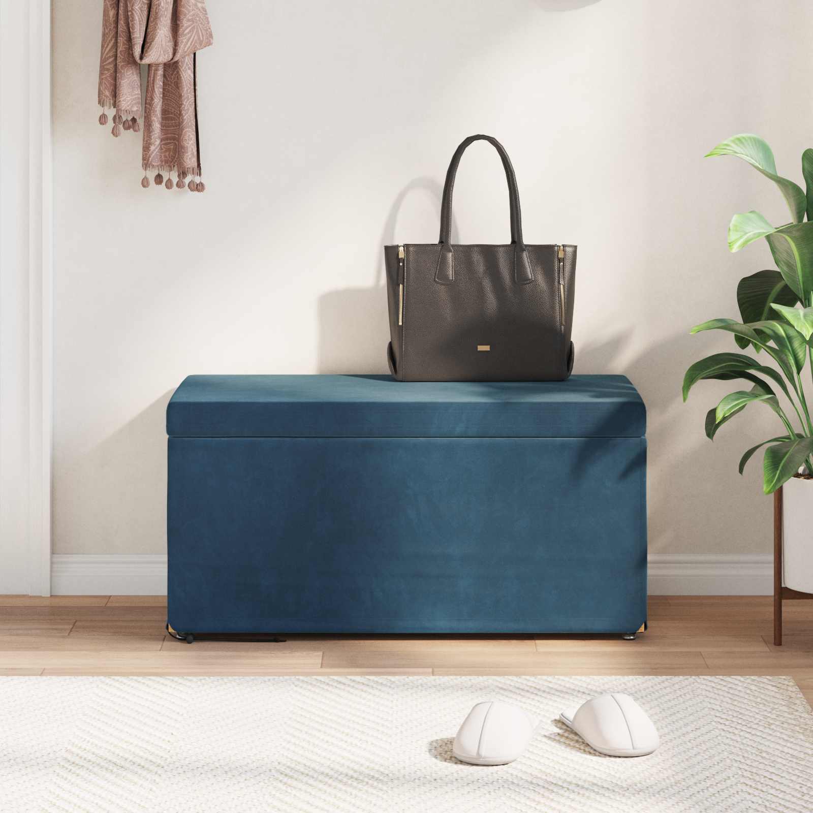 Tabouret Bleu 81 x 41 x 40 cm Velours et Bois Composite - XIOS