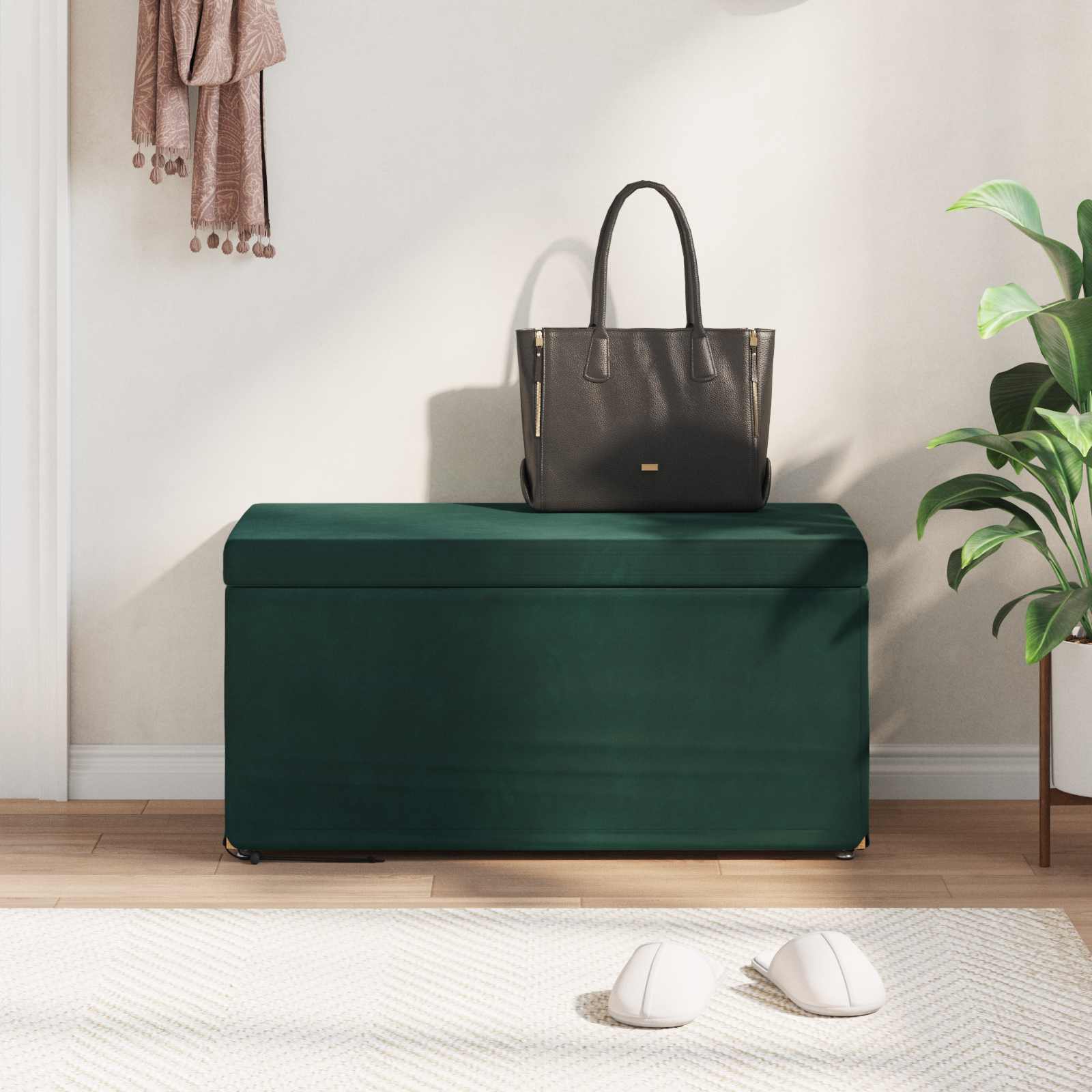 Tabouret Vert foncé 81 x 41 x 40 cm Velours et Bois Composite - XIOS