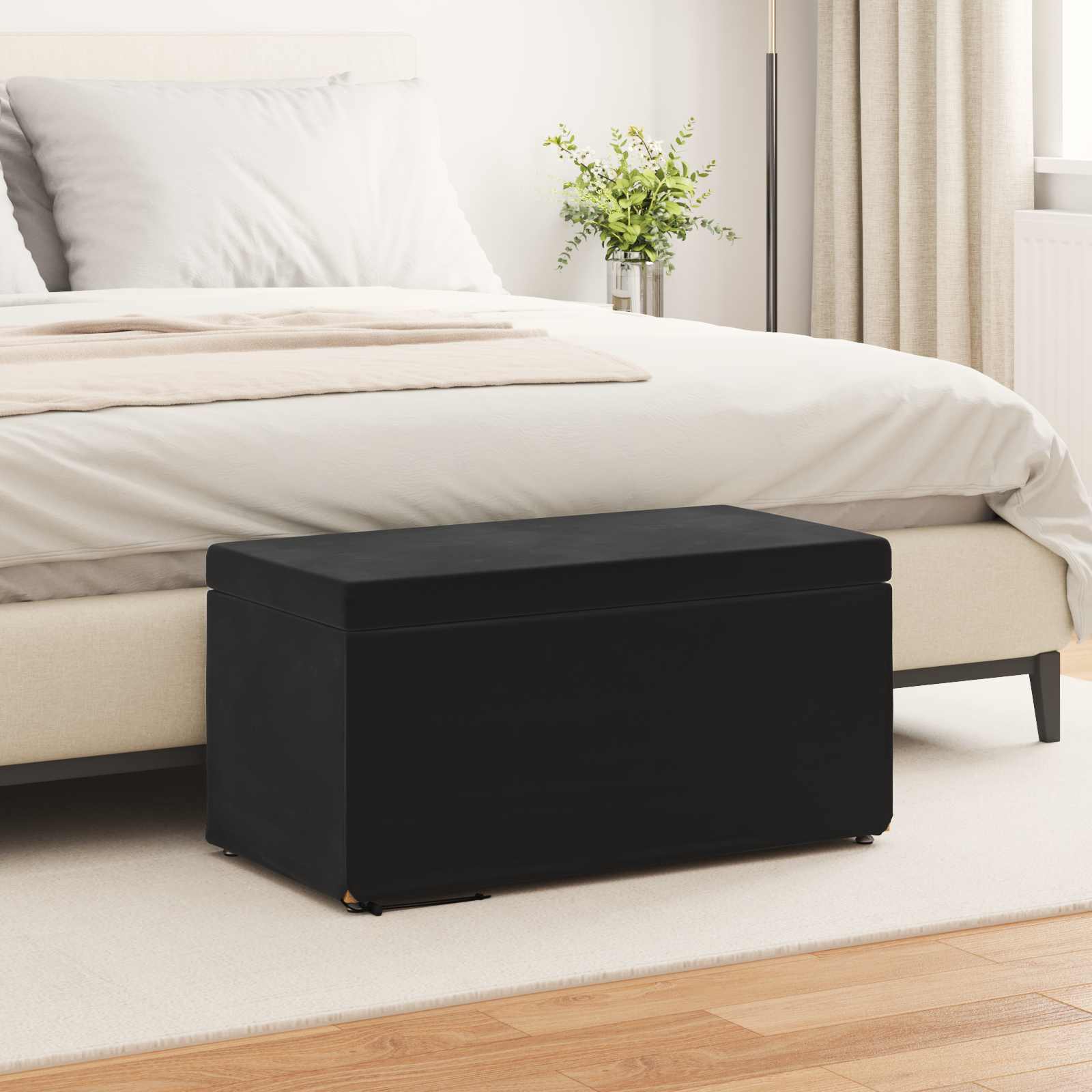 Tabouret Noir 81 x 41 x 40 cm Velours et Bois Composite - XIOS