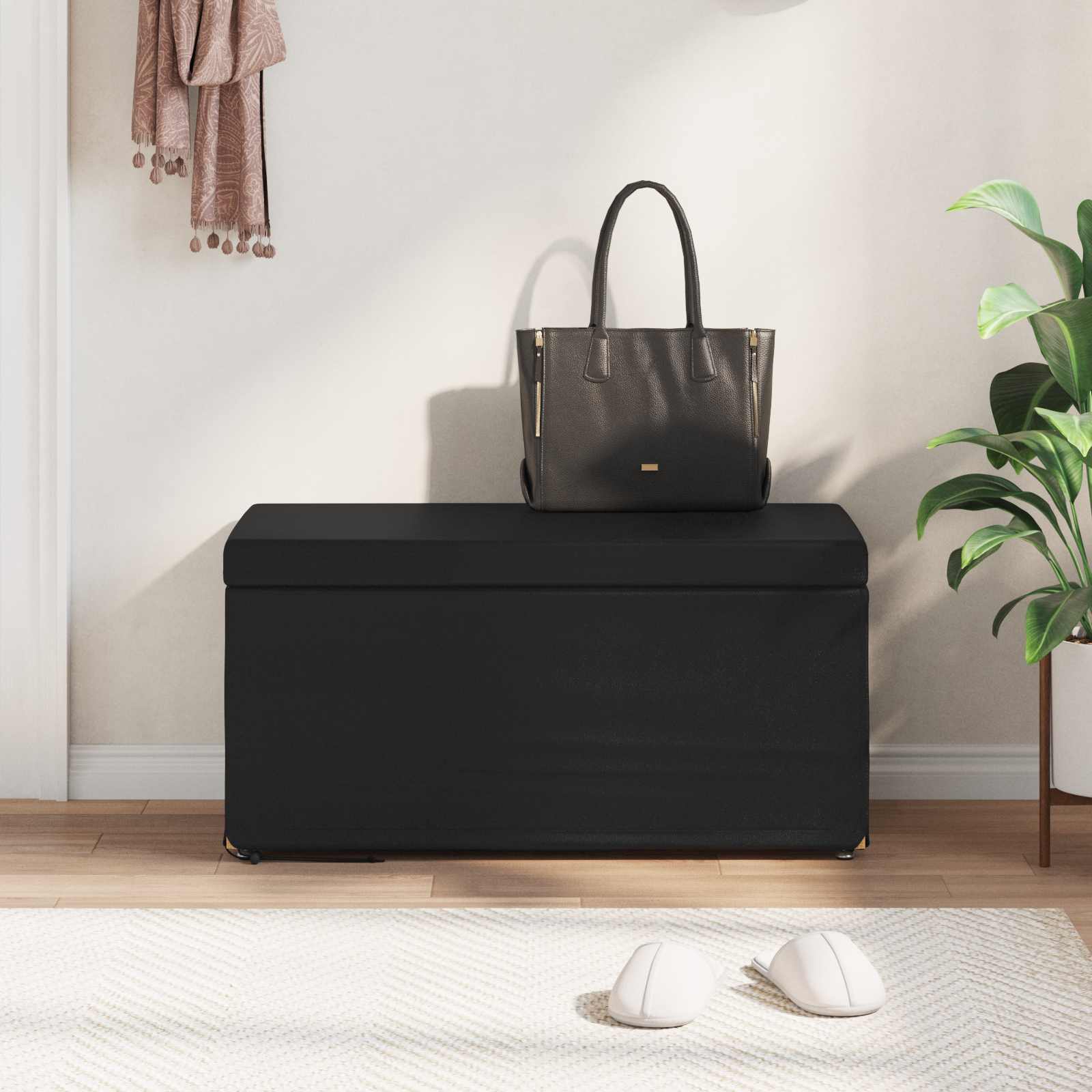 Tabouret Noir Cuir Synthétique et Bois Composite - XIOS
