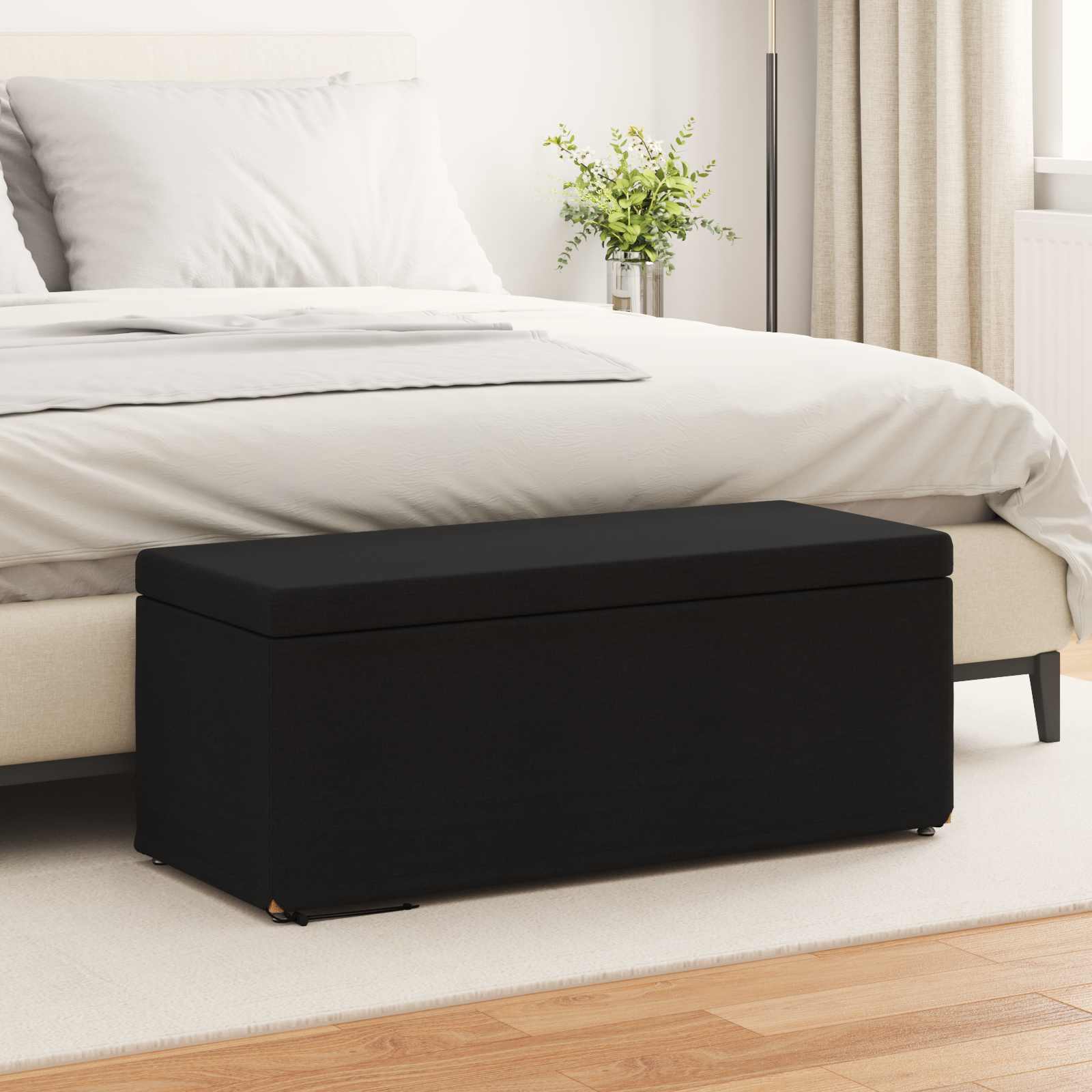 Tabouret Noir 101 x 41 x 40 cm Tissu et bois stratifié - XIOS