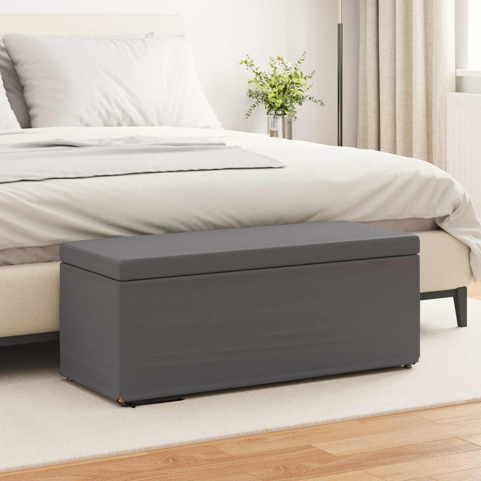 Tabouret Gris Cuir Synthétique et Bois Composite - XIOS