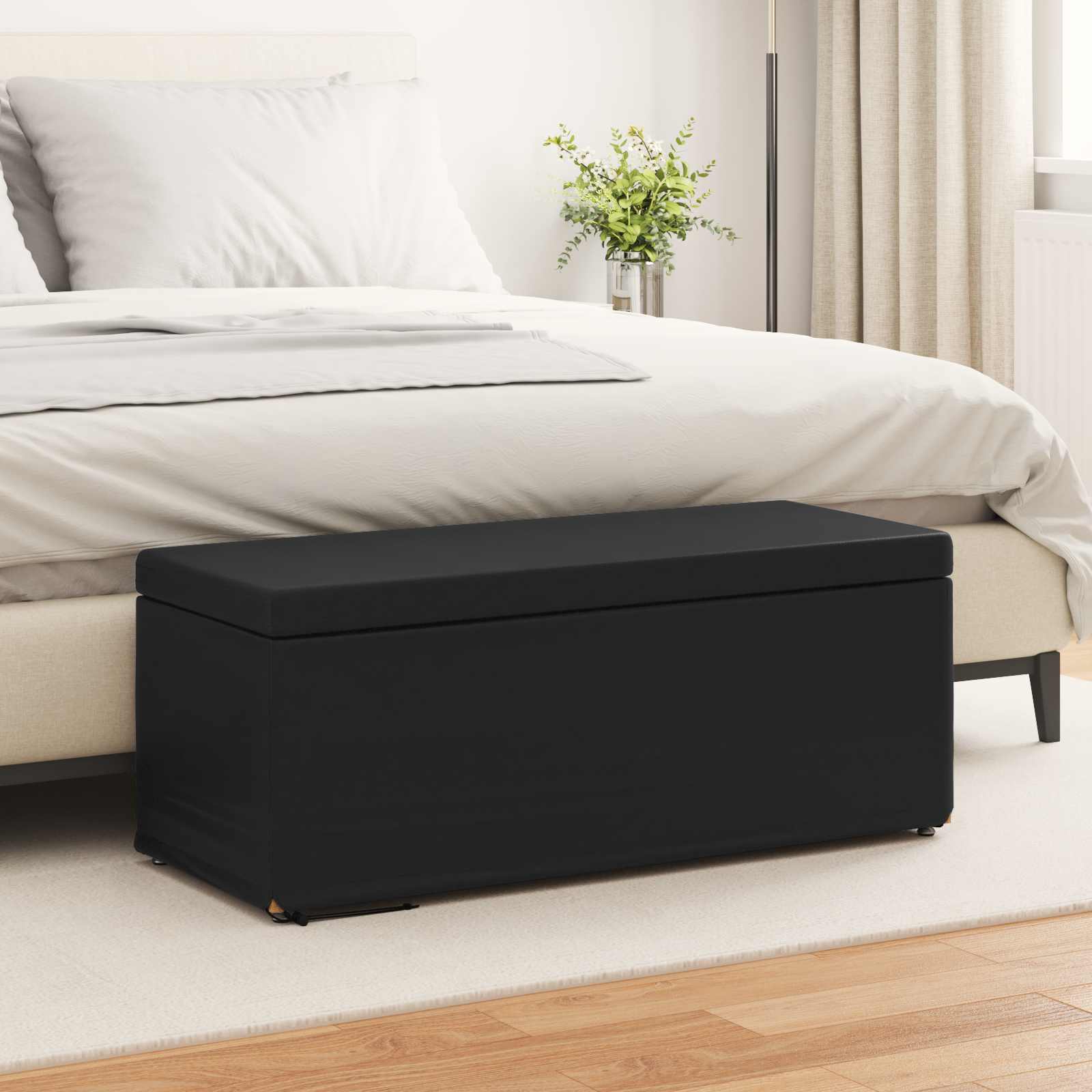 Tabouret Noir Cuir Synthétique et Bois Composite - XIOS