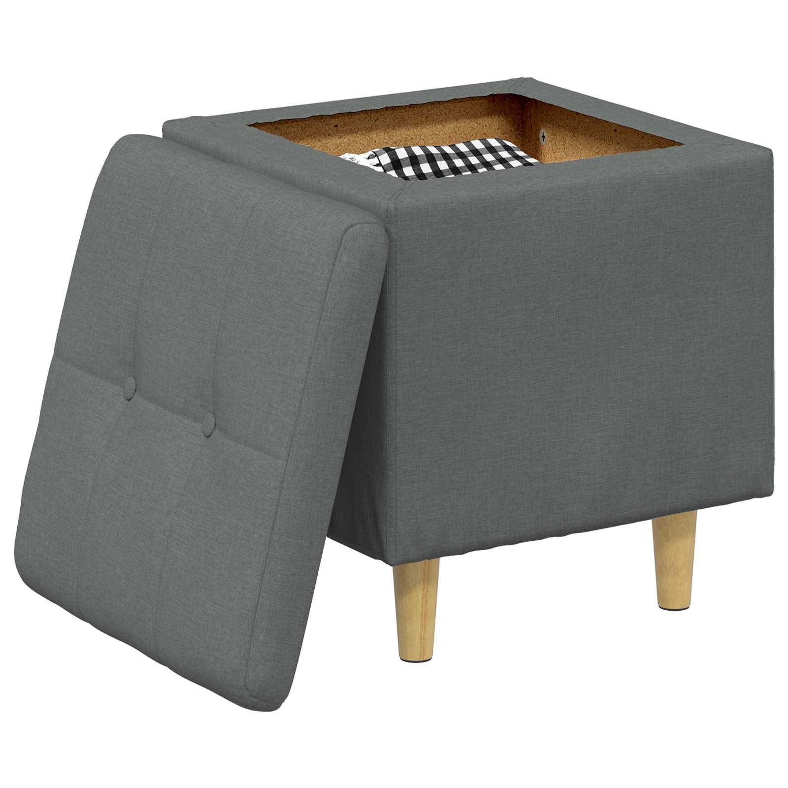Pouf de rangement avec coussin Gris foncé 40 x 40 x 45 cm tissu - XIOS