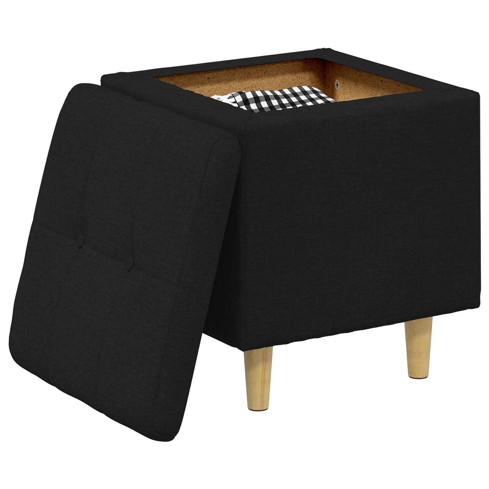 Pouf de rangement avec coussin Noir 40 x 40 x 45 cm tissu - XIOS