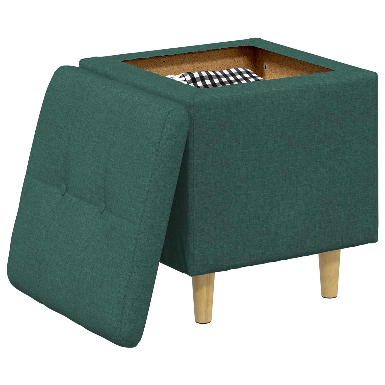 Pouf de rangement avec coussin Vert foncé 40 x 40 x 45 cm tissu - XIOS
