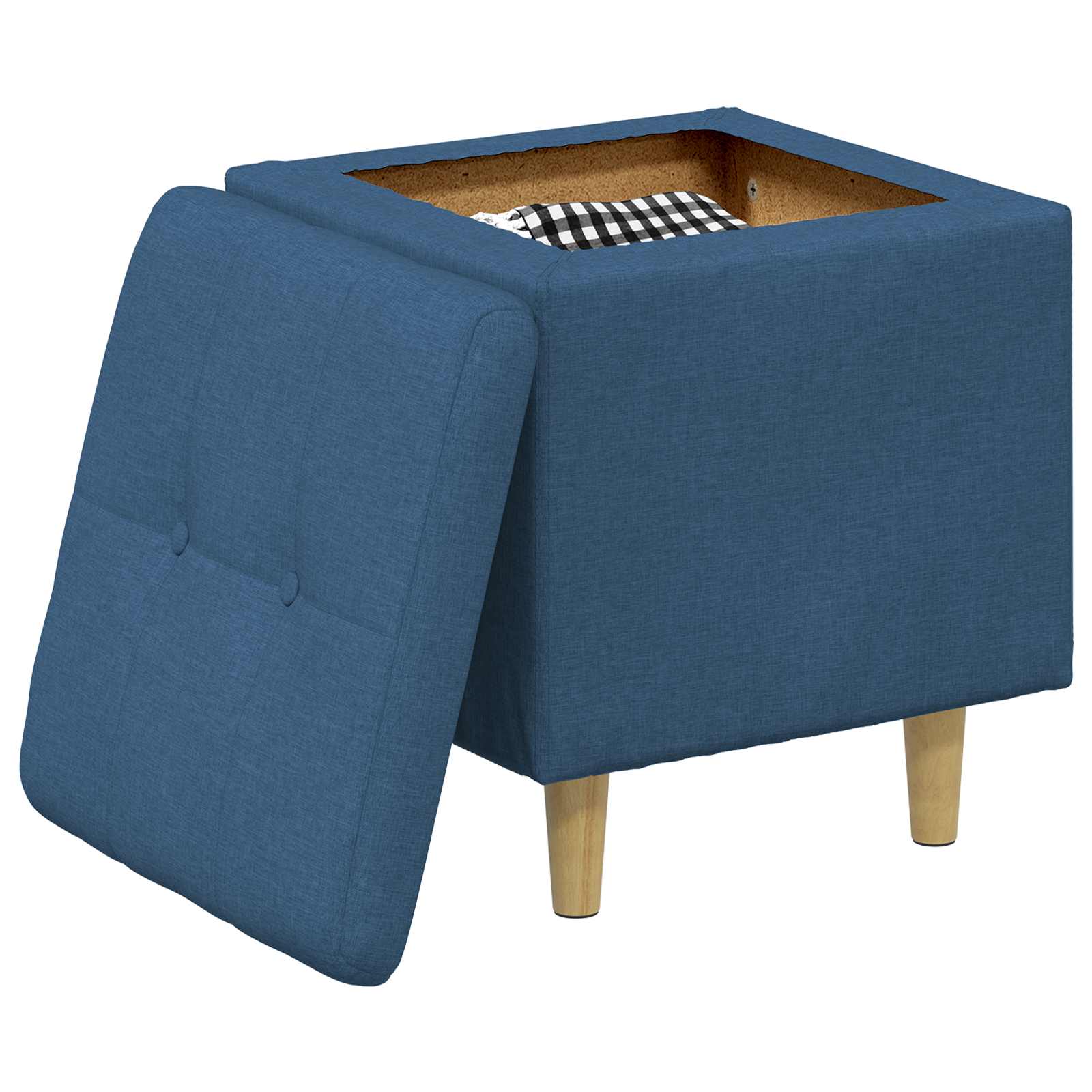 Pouf de rangement avec coussin Bleu 40 x 40 x 45 cm tissu - XIOS