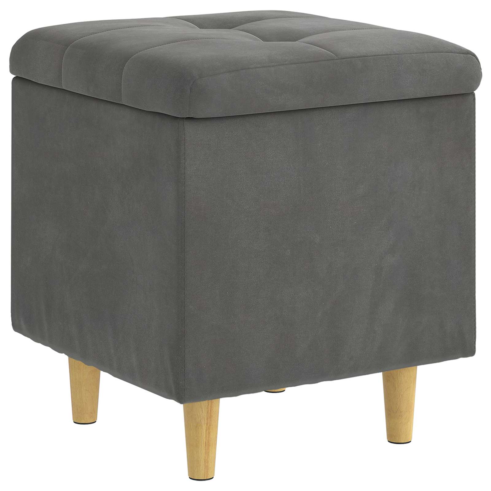 Pouf de rangement Gris foncé 40 x 40 x 45 cm Velours - XIOS